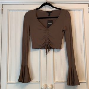 Olive green scrunch crop top